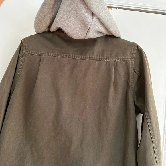 Legendary Good Mens Small Hooded Olive Green Military Style Jacket Snap closure - Picture 13 of 16